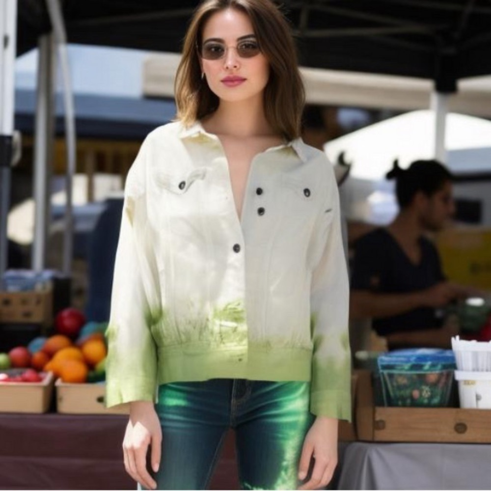 Blue Asphalt Women's Large Tie Dye Jacket White Green
